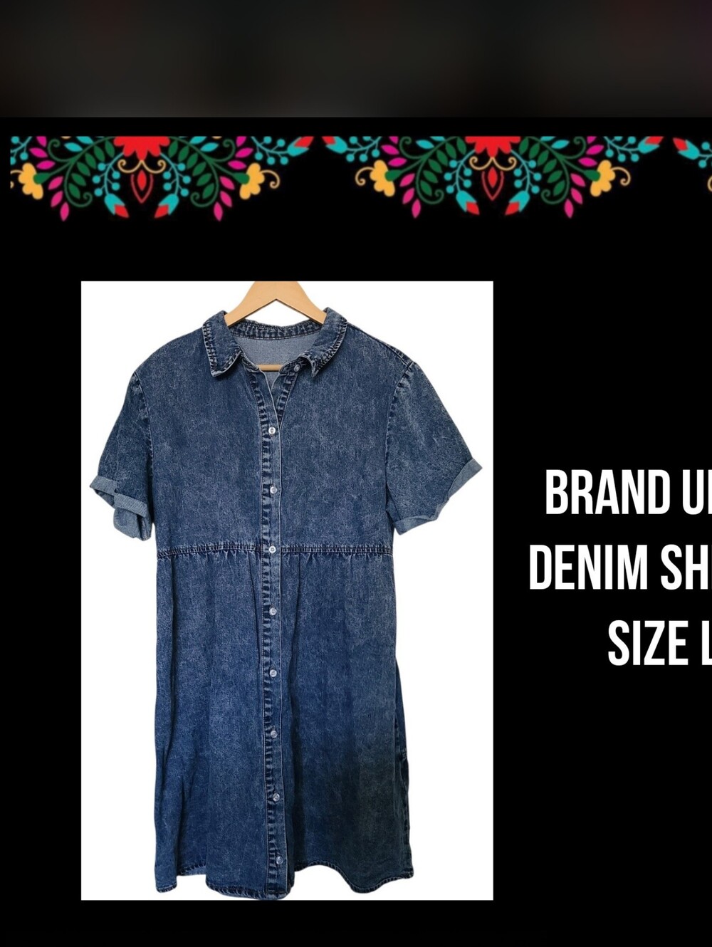 BRAND UNKNOWN | DENIM SHIRT DRESS | SIZE LARGE